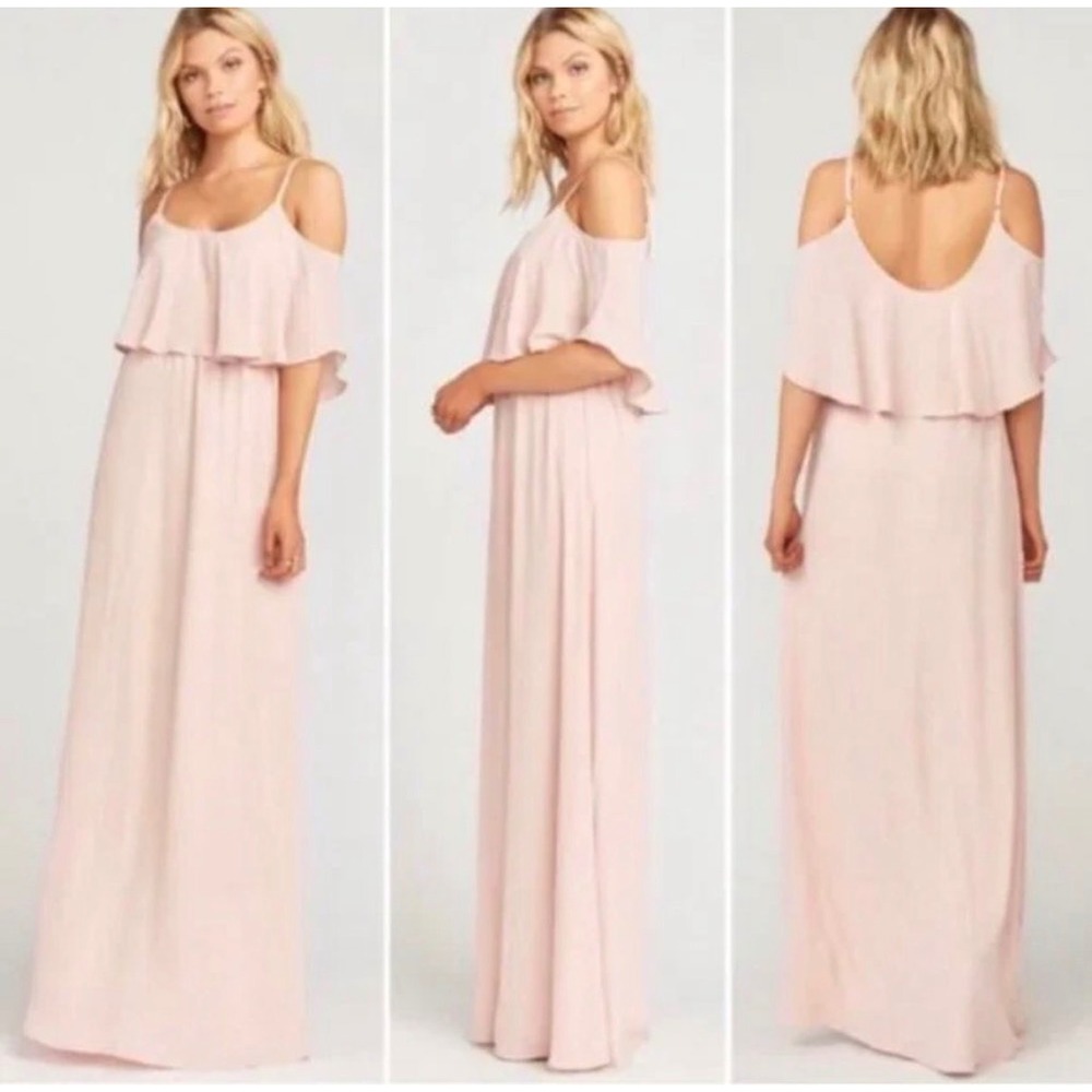 Show Me Your Mumu Caitlin Ruffle Maxi Dress Blush Pink‎ Medium MBM6-487 DB46